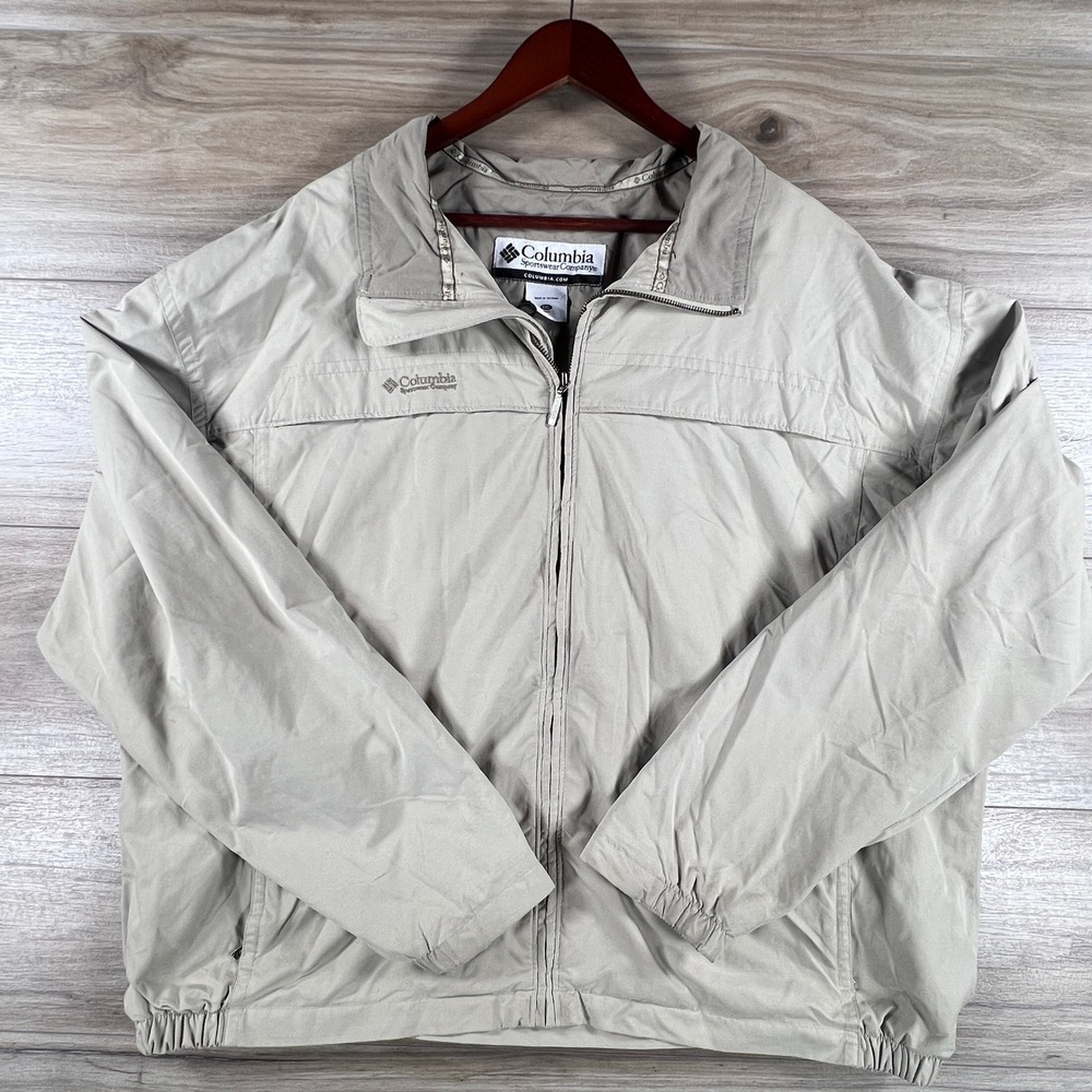 Columbia Sportswear Mens XXL Tan Khaki Mesh Lined Vented Full Zip Jacket